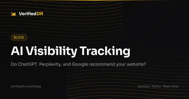 VerifiedDR blog card for an article about tracking whether AI assistants recommend your website.