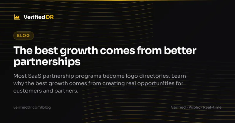 VerifiedDR blog card for an article about turning partnerships into growth engines.