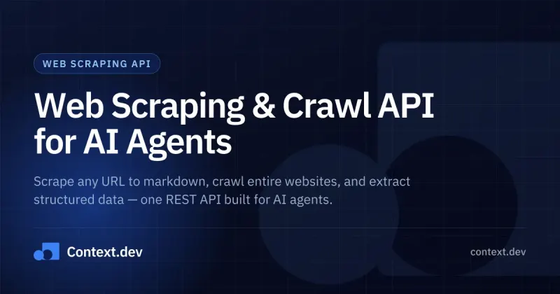 Context.dev Open Graph card titled Web Scraping and Crawl API for AI Agents.
