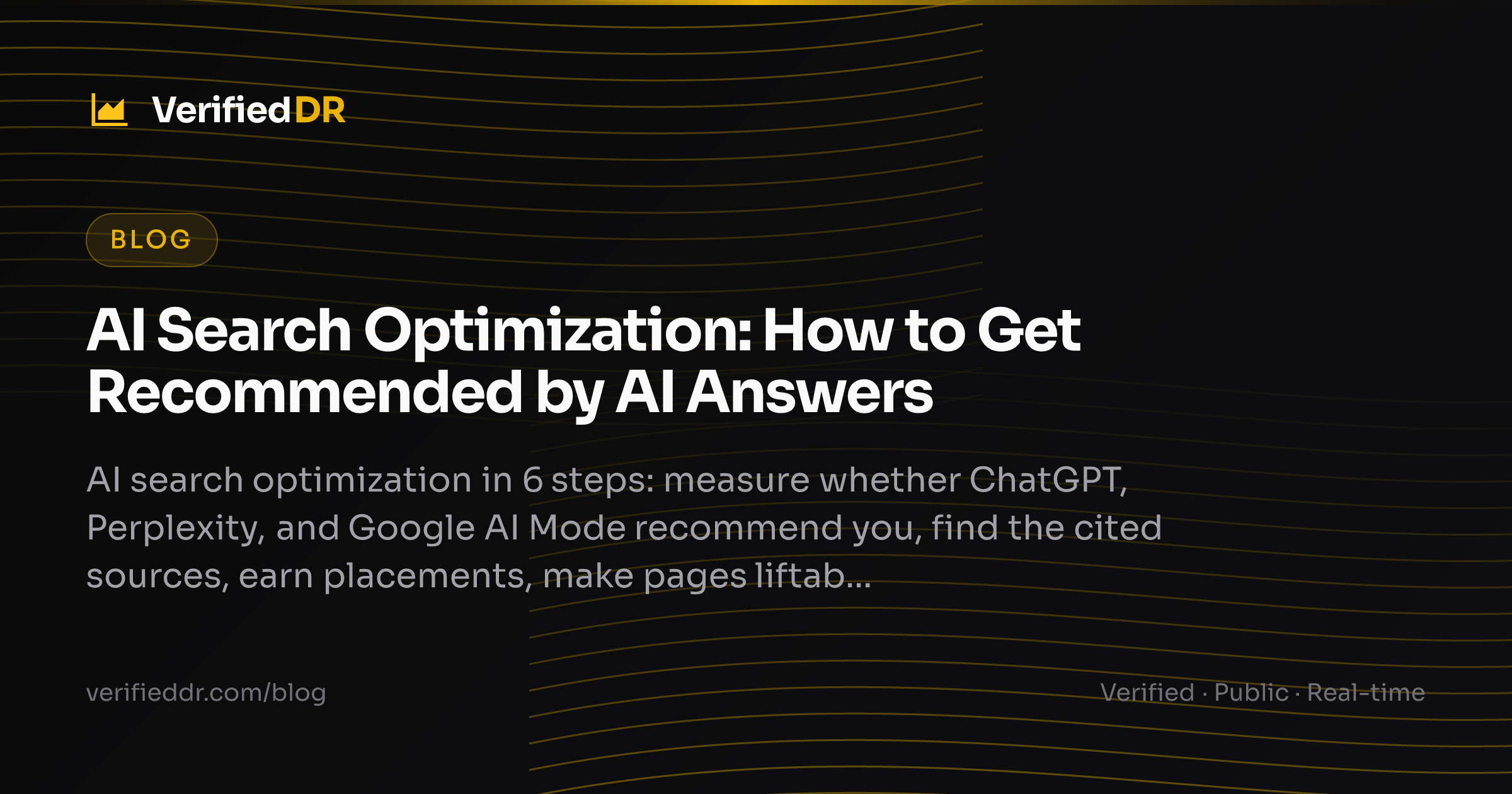 VerifiedDR blog card for a guide to optimizing brand visibility in AI search answers.