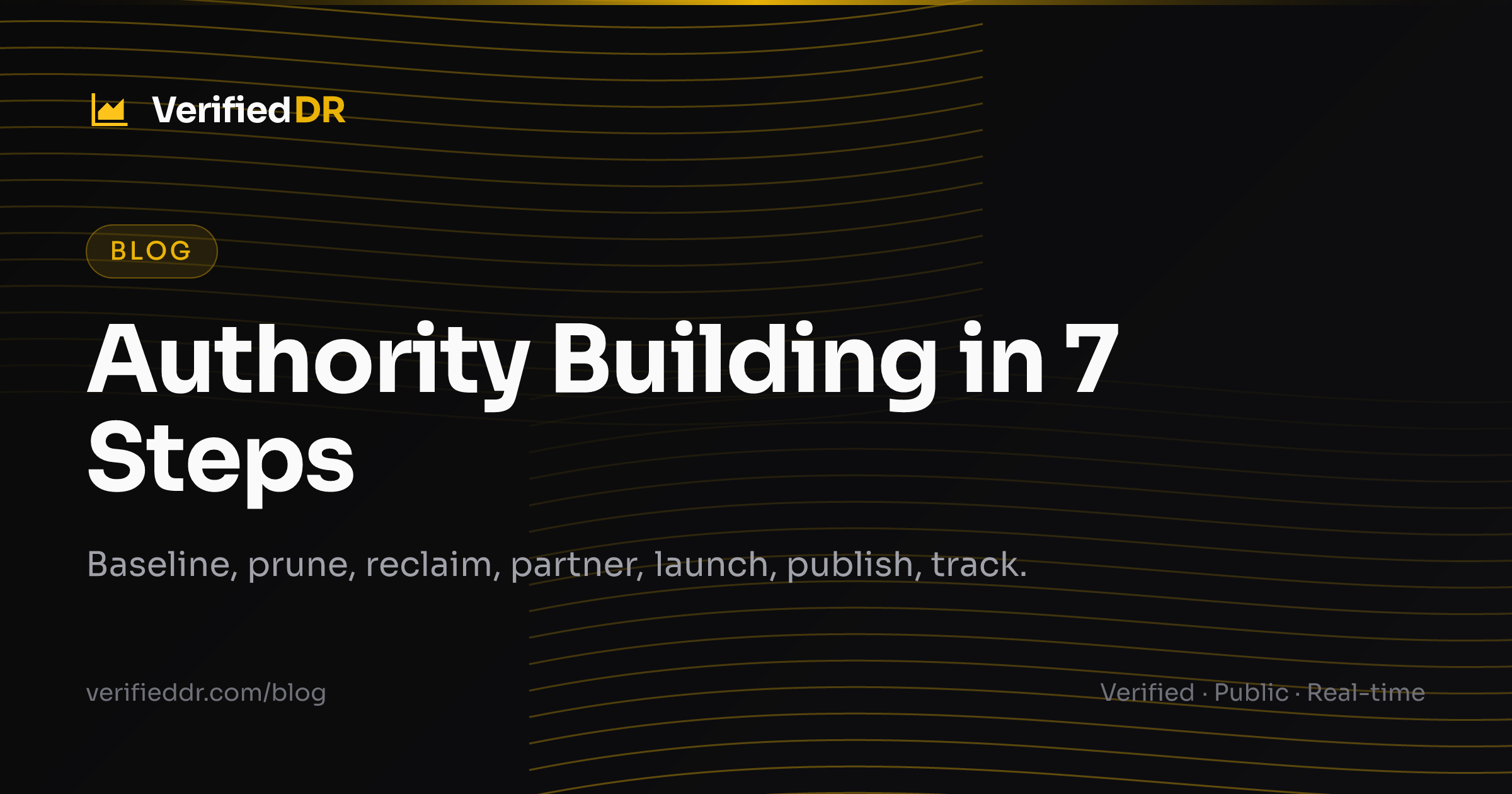 VerifiedDR blog card for a seven-step guide to building website authority.